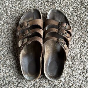 Birkenstock Women’s Size 42 Florida 3 Strap Sandal Leather Brown‎